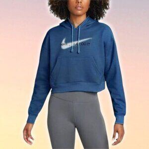 NIKE Women's Therma-FIT Fleece Graphic Hoodie Sz Medium Blue